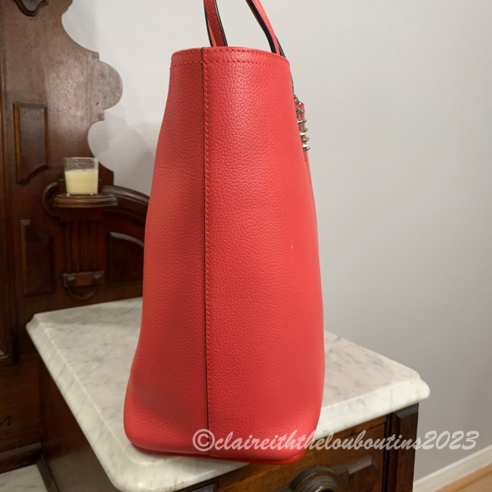 Louboutin Cabata Large Begonia Pink Leather Studded Tote EUC - Picture 3 of 8